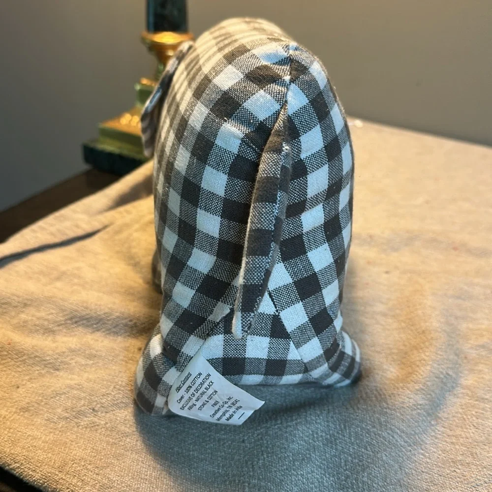 Creative Co-Op gray cotton Gingham Elephant 🐘 doorstop
